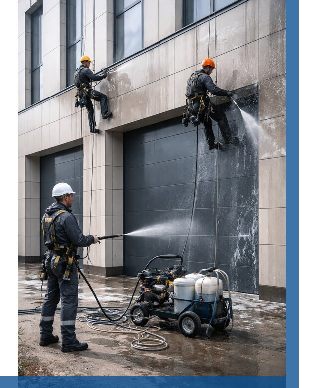 Послестроительная мойка фасада в Дагестанских Огнях от 310 р. | ВЫСОТНИК-Дгс