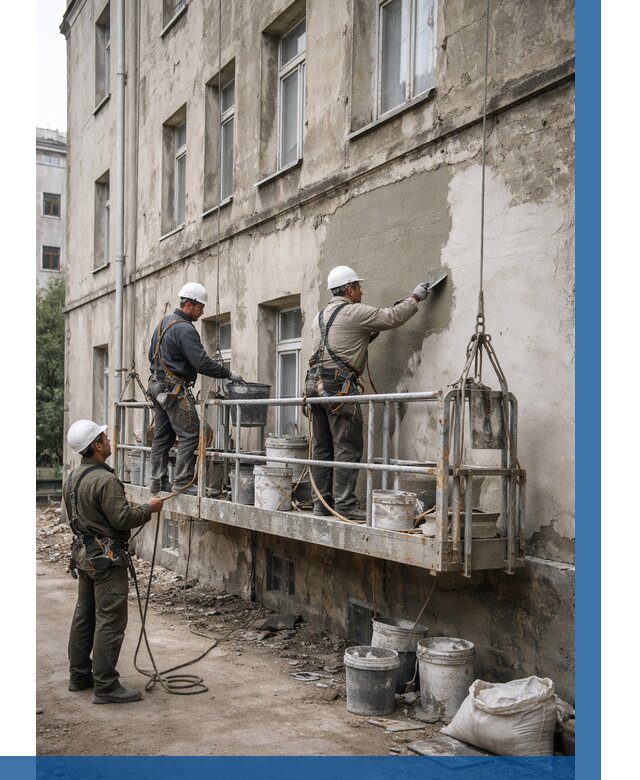 Капитальный ремонт фасада в Дагестанских Огнях от 4336 р. | ВЫСОТНИК-Дгс