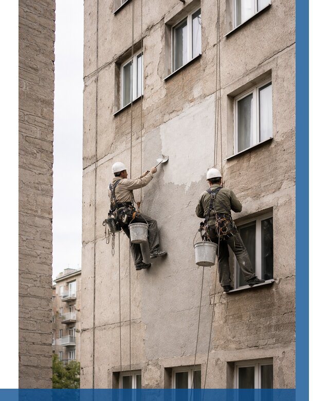 Косметический ремонт фасада в Дагестанских Огнях от 1136 р. | ВЫСОТНИК-Дгс