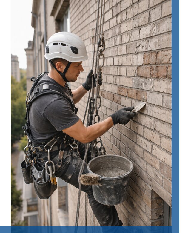 Ремонт кирпичной кладки фасада в Дагестанских Огнях от 1858 р. | ВЫСОТНИК-Дгс