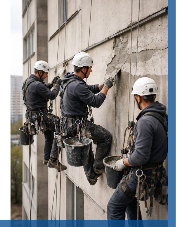 Ремонт бетонных элементов фасада в Дагестанских Огнях от 2581 р. | ВЫСОТНИК-Дгс