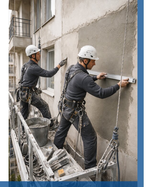 Штукатурка фасада на высоте в Дагестанских Огнях от 929 р. | ВЫСОТНИК-Дгс