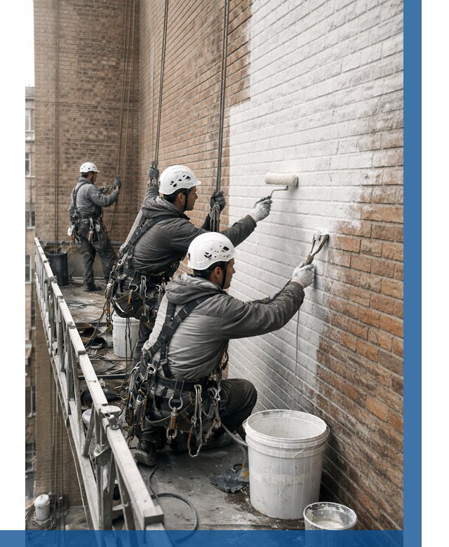 Покраска кирпичного фасада в Дагестанских Огнях от 361 р. | ВЫСОТНИК-Дгс