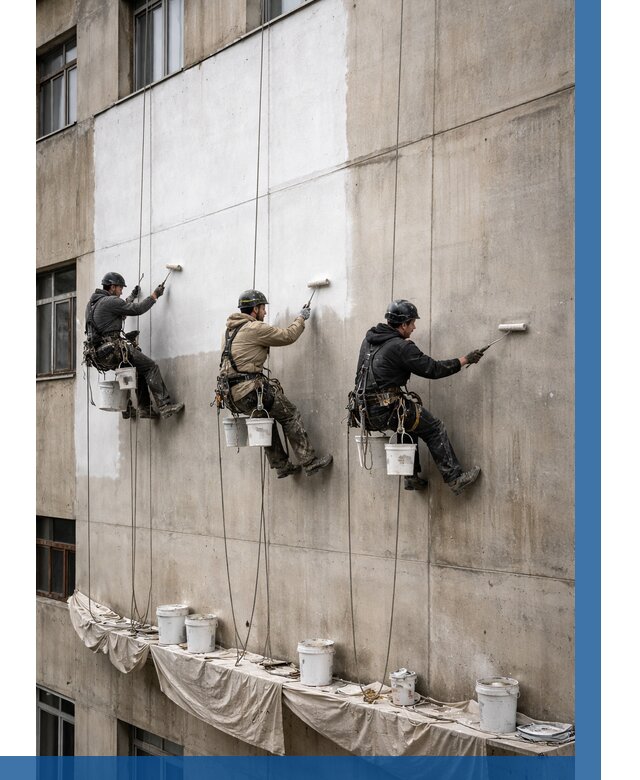 Покраска бетонного фасада в Дагестанских Огнях от 361 р за м2 | ВЫСОТНИК-Дгс