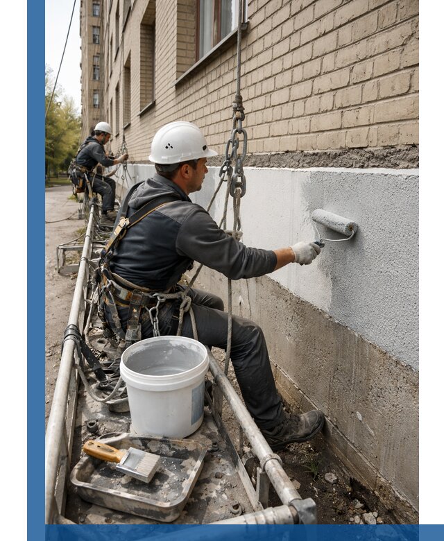 Окраска цоколя здания в Дагестанских Огнях профессионально и надежно