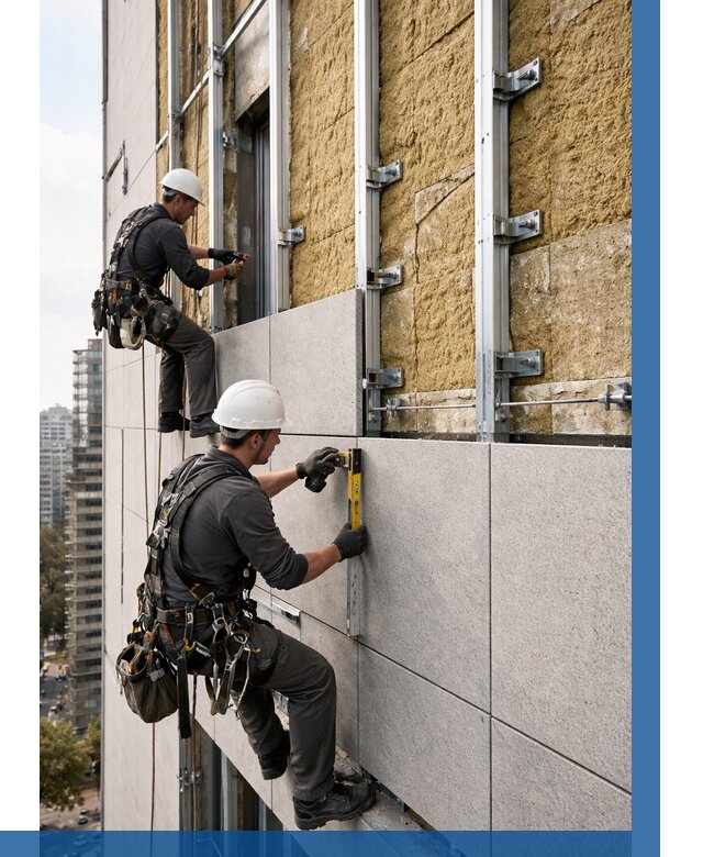 Монтаж вентилируемого фасада в Дагестанских Огнях от 3613 р. | ВЫСОТНИК-Дгс