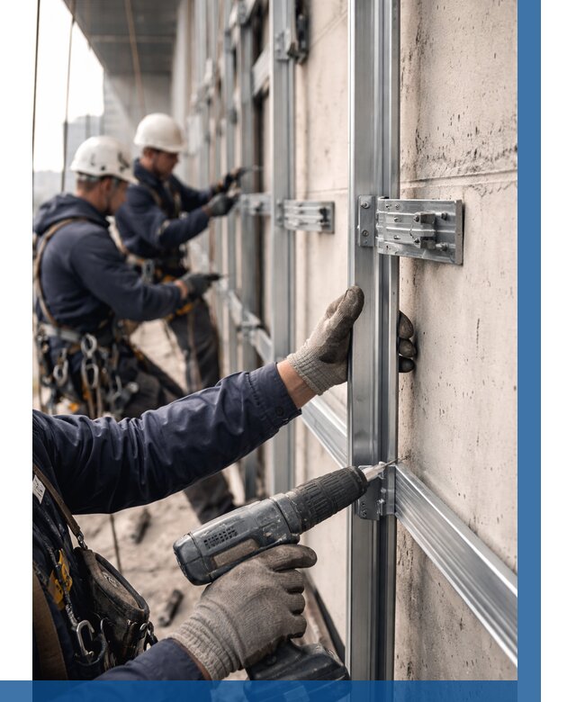 Монтаж подсистемы вентфасада в Дагестанских Огнях от 877 р. | ВЫСОТНИК-Дгс