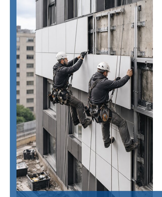 Монтаж композитных панелей фасада в Дагестанских Огнях под ключ