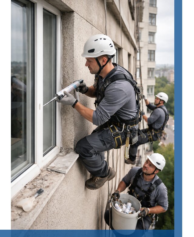 Герметизация оконных швов снаружи в Дагестанских Огнях от 1548 р. | ВЫСОТНИК-Дгс