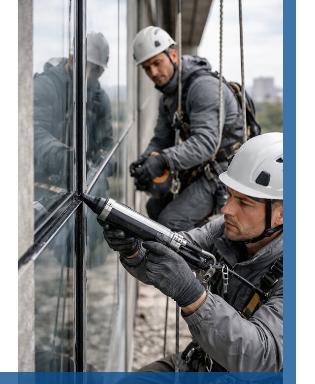 Герметизация витражных швов в Дагестанских Огнях от 671 р. | ВЫСОТНИК-Дгс