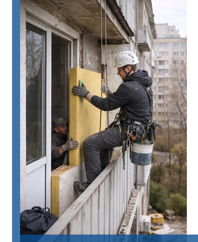 Профессиональное утепление балкона снаружи в Дагестанских Огнях под ключ