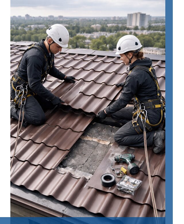 Ремонт металлочерепицы на крыше в Дагестанских Огнях от 929 р. | ВЫСОТНИК-Дгс