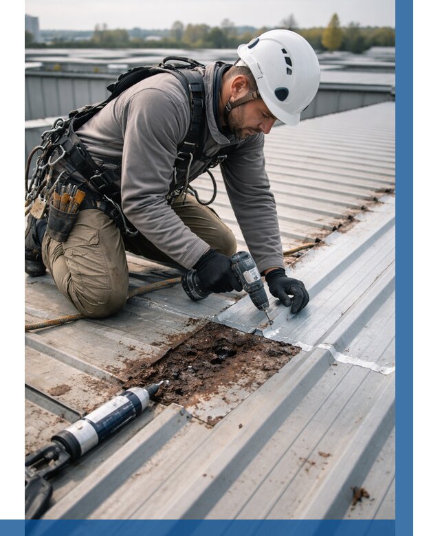 Ремонт профнастила на кровле в Дагестанских Огнях от 723 р. | ВЫСОТНИК-Дгс