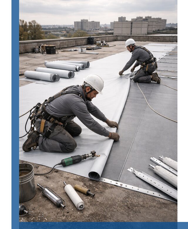 Монтаж мембранной кровли в Дагестанских Огнях для промышленных зданий