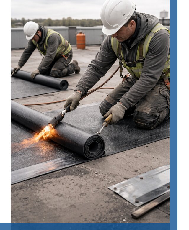 Монтаж наплавляемой кровли в Дагестанских Огнях от 877 р. — ВЫСОТНИК-Дгс