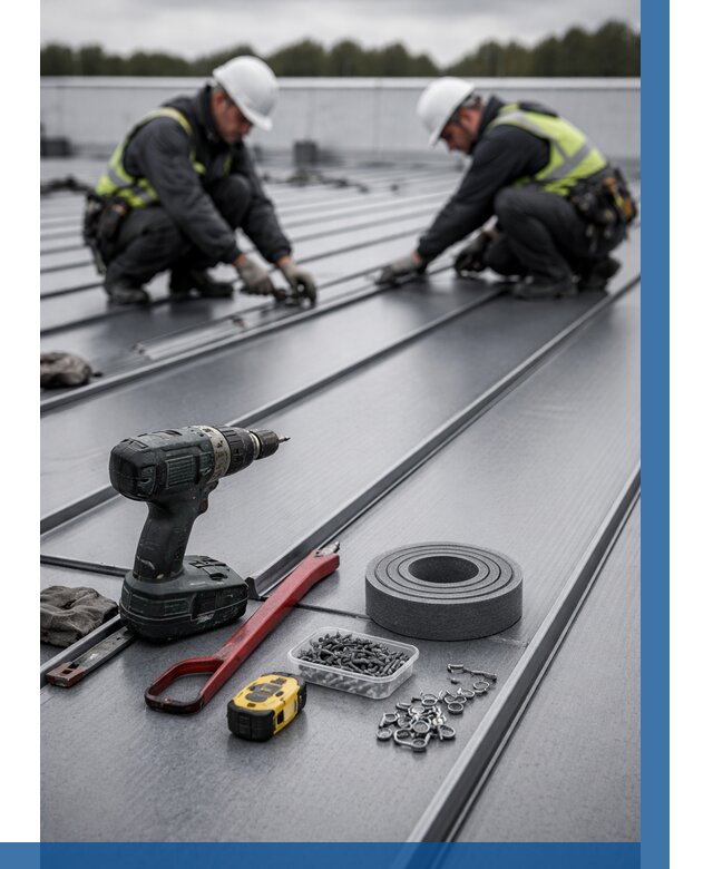 Монтаж фальцевой кровли в Дагестанских Огнях от 1858 р. | ВЫСОТНИК-Дгс