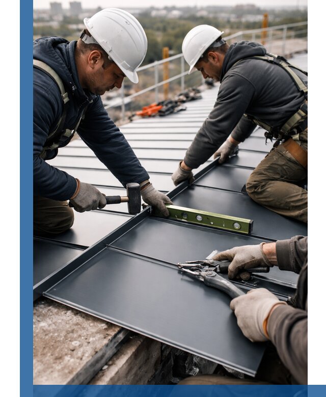 Монтаж фальцевой кровли в Дагестанских Огнях для промышленных зданий