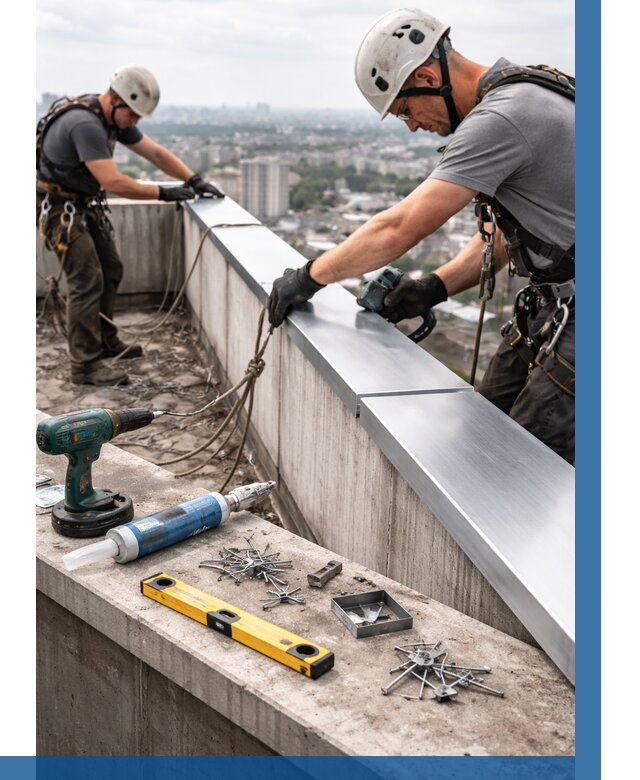 Монтаж парапетных крышек в Дагестанских Огнях от 826 р. | ВЫСОТНИК-Дгс