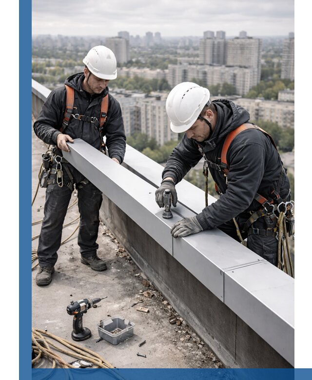 Монтаж парапетных крышек и ограждений кровли в Дагестанских Огнях