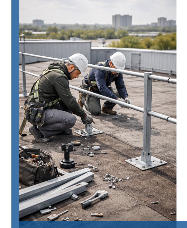 Монтаж кровельного ограждения в Дагестанских Огнях под ключ с гарантией