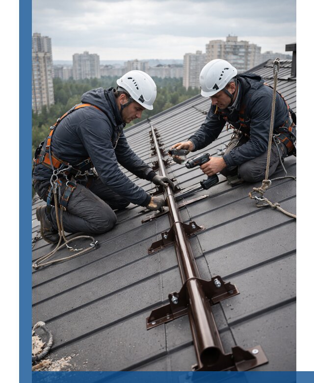 Монтаж снегозадержателей на кровле зданий в Дагестанских Огнях под ключ