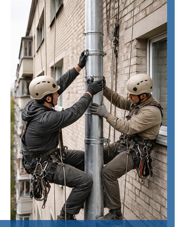 Замена водосточных труб в Дагестанских Огнях от 6710 р. | ВЫСОТНИК-Дгс
