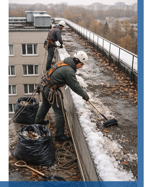 Очистка кровли по периметру в Дагестанских Огнях от 568 р. | ВЫСОТНИК-Дгс