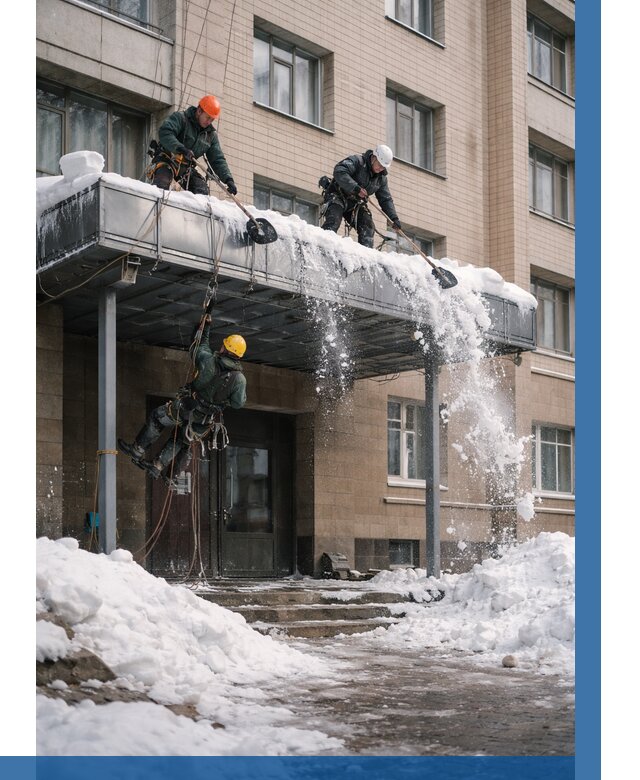 Очистка козырьков от снега в Дагестанских Огнях от 3613 р. | ВЫСОТНИК-Дгс