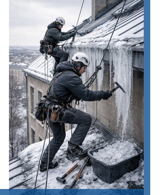 Удаление наледи с кровли в Дагестанских Огнях от 5678 р. | ВЫСОТНИК-Дгс