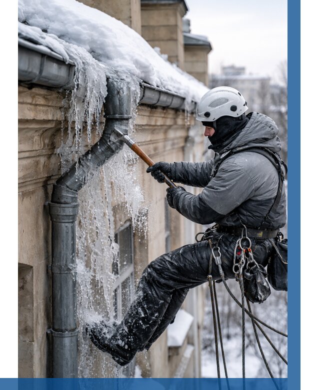 Очистка водостоков от льда в Дагестанских Огнях от 3613 р. | ВЫСОТНИК-Дгс