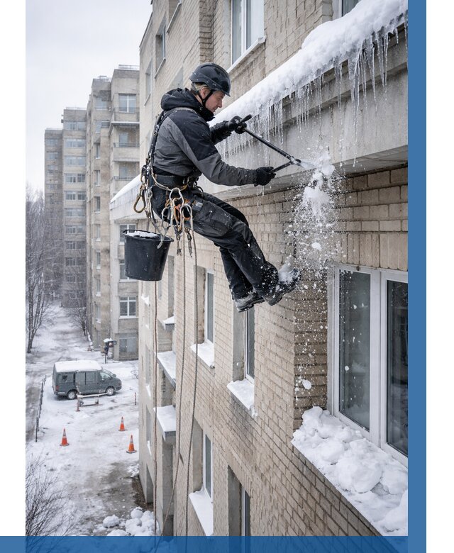 Удаление наледи с карнизов в Дагестанских Огнях от 361 р. | ВЫСОТНИК-Дгс