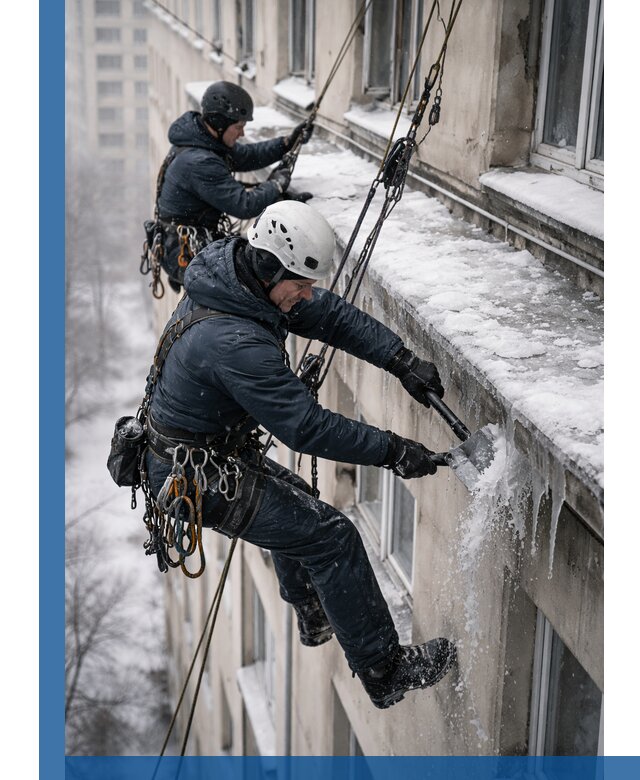 Удаление наледи и сосулек с карнизов в Дагестанских Огнях профессионально