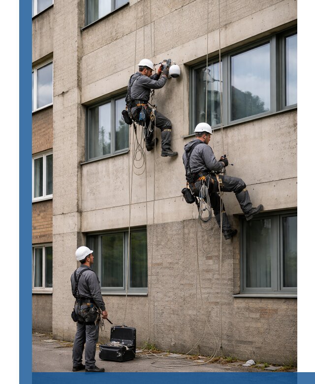Монтаж фасадных камер видеонаблюдения в Дагестанских Огнях под ключ