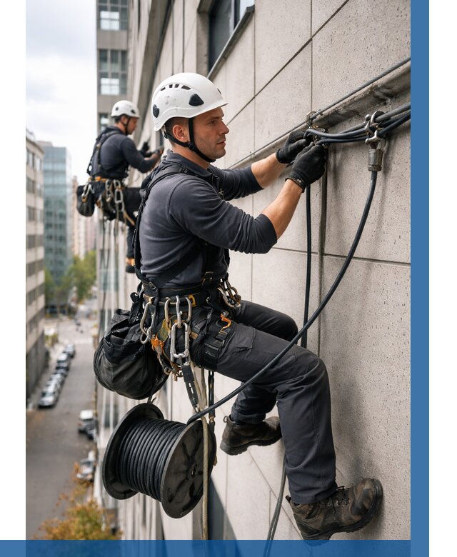 Прокладка кабеля по фасаду в Дагестанских Огнях от 361 р. | ВЫСОТНИК-Дгс