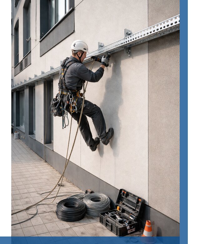 Монтаж кабельных лотков на фасаде в Дагестанских Огнях от 1239 р. | ВЫСОТНИК-Дгс