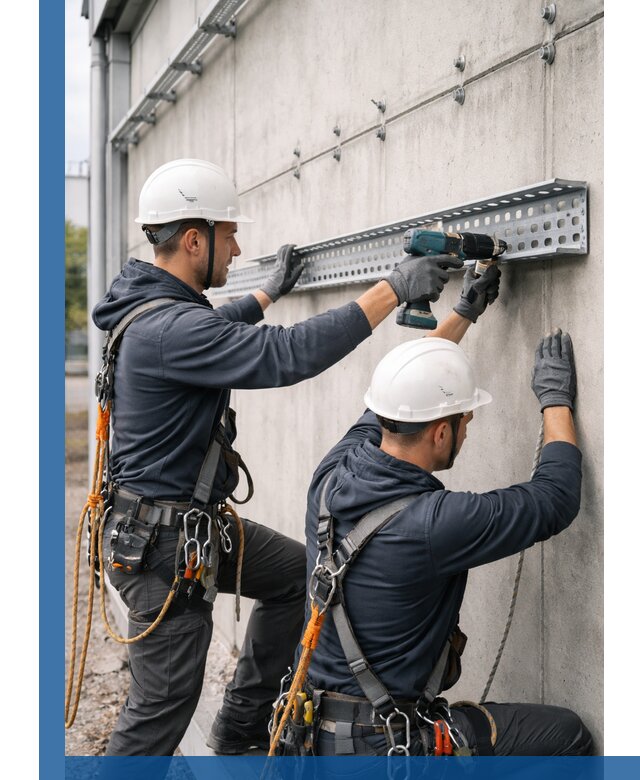 Монтаж кабельных лотков на фасаде зданий в Дагестанских Огнях с гарантией