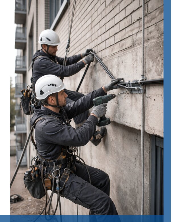 Крепление кабеля на фасаде в Дагестанских Огнях от 361 р. | ВЫСОТНИК-Дгс