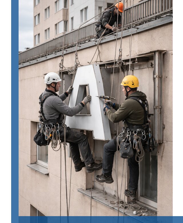 Ремонт и восстановление наружных вывесок на высоте в Дагестанских Огнях