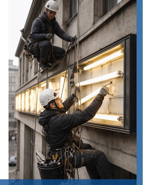Замена ламп в вывеске в Дагестанских Огнях под ключ от 3613 р. | ВЫСОТНИК-Дгс