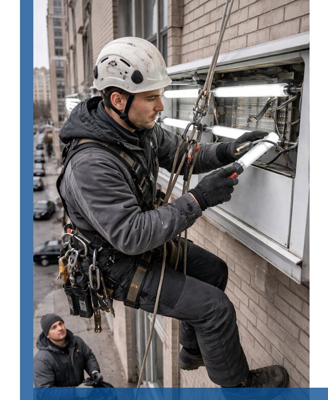 Профессиональная замена ламп в наружной вывеске в Дагестанских Огнях