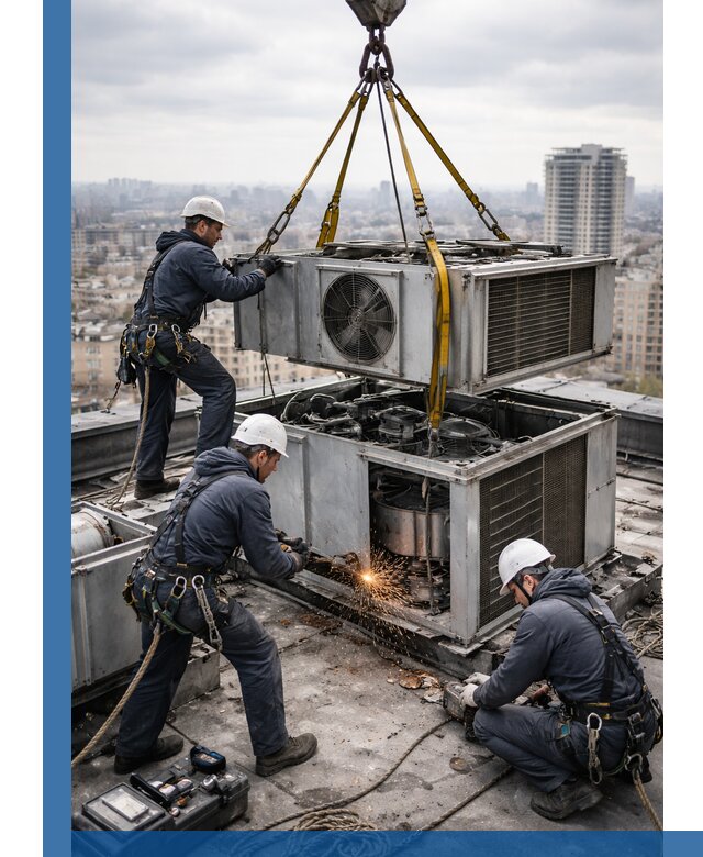 Демонтаж крышной установки в Дагестанских Огнях любой сложности