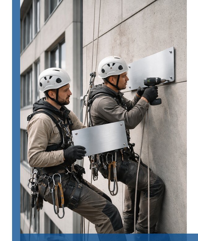 Монтаж табличек и указателей в Дагестанских Огнях для зданий и сооружений