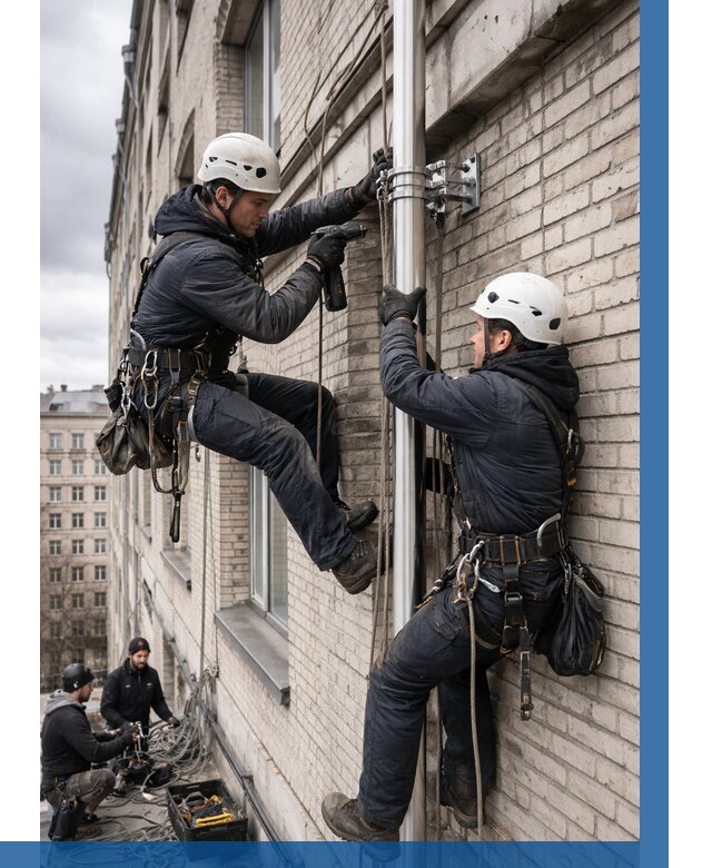 Монтаж флагштока на здании в Дагестанских Огнях от 6710 р. | ВЫСОТНИК-Дгс