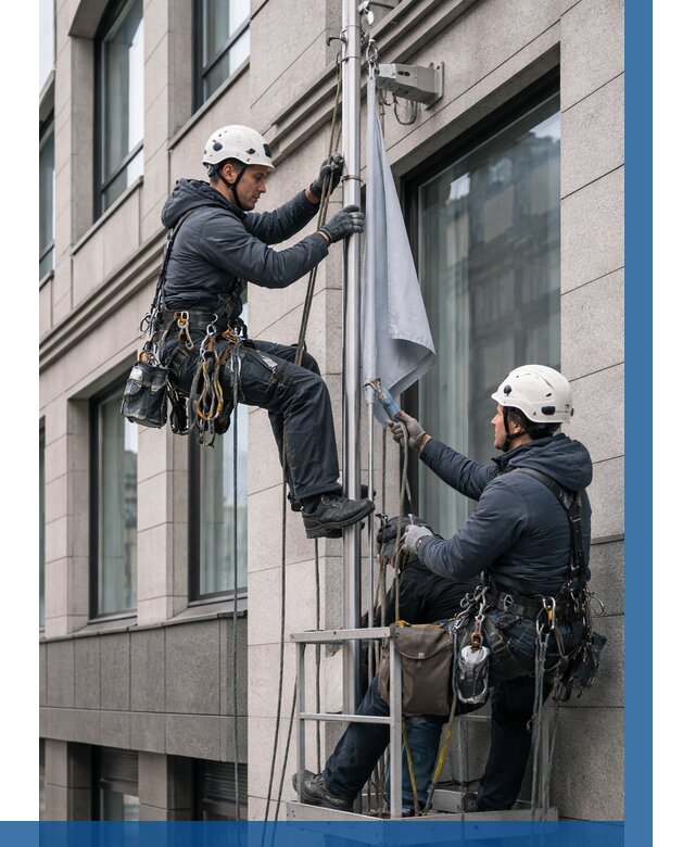 Установка флагов на фасаде в Дагестанских Огнях от 4645 р. | ВЫСОТНИК-Дгс