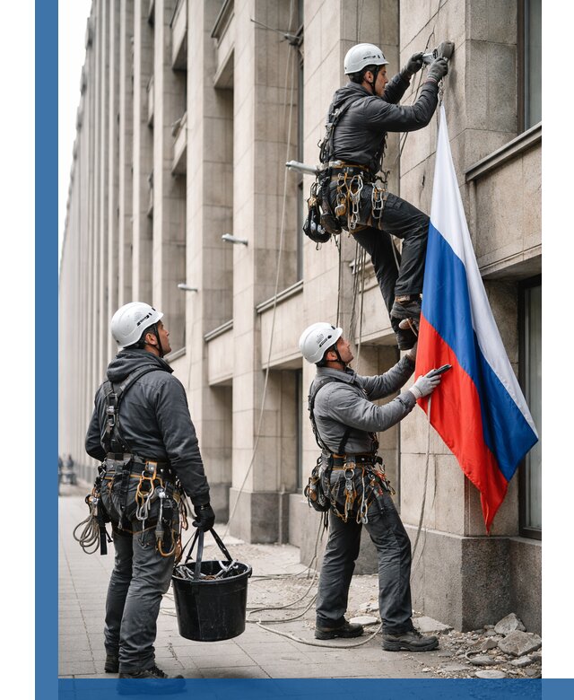 Профессиональная установка флагов на фасаде в Дагестанских Огнях