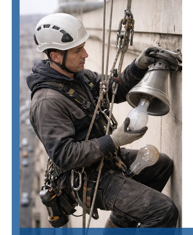 Замена ламп на высоте в Дагестанских Огнях профессионально и быстро