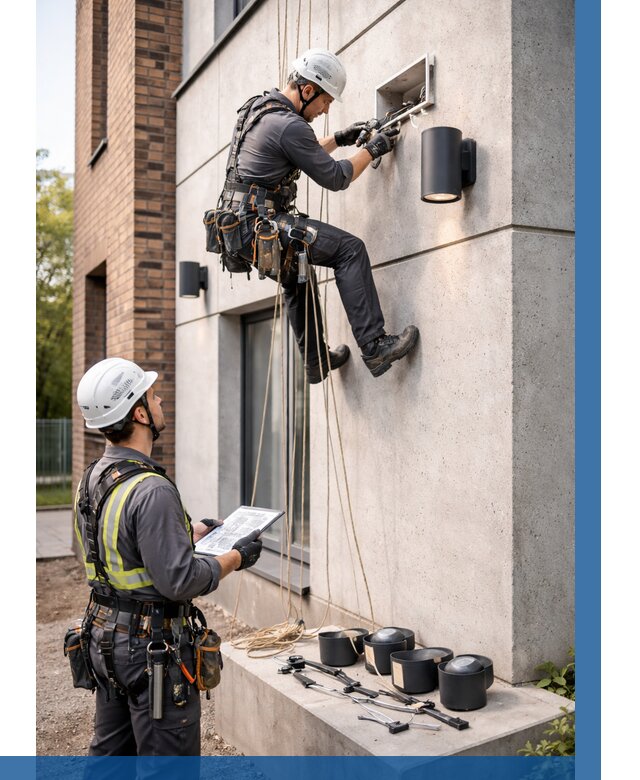 Монтаж фасадного освещения в Дагестанских Огнях от 2581 р. | ВЫСОТНИК-Дгс