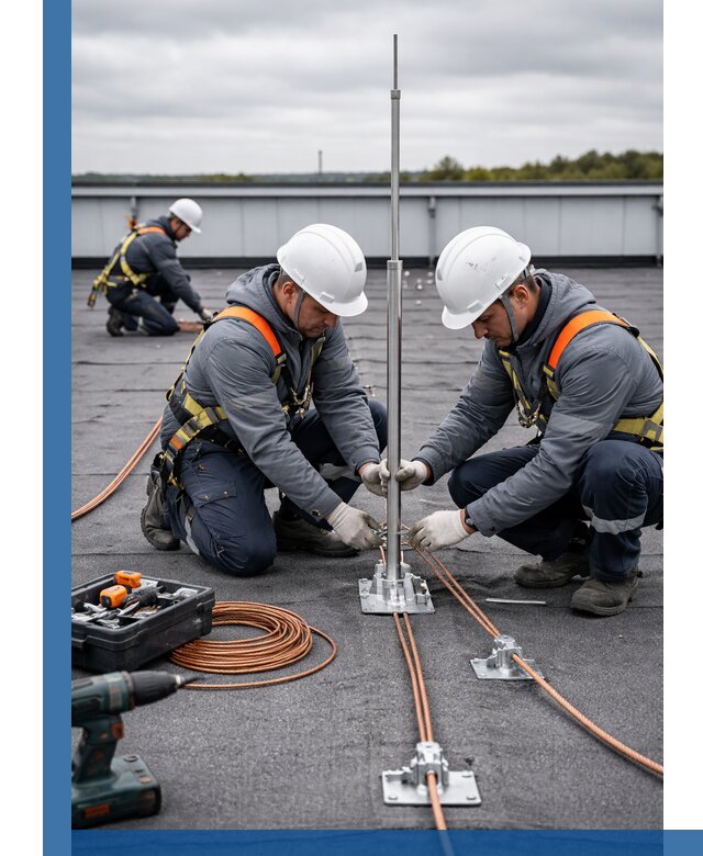 Монтаж молниезащиты на кровле в Дагестанских Огнях под ключ с гарантией