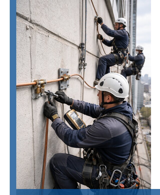 Монтаж системы заземления здания и молниезащиты в Дагестанских Огнях