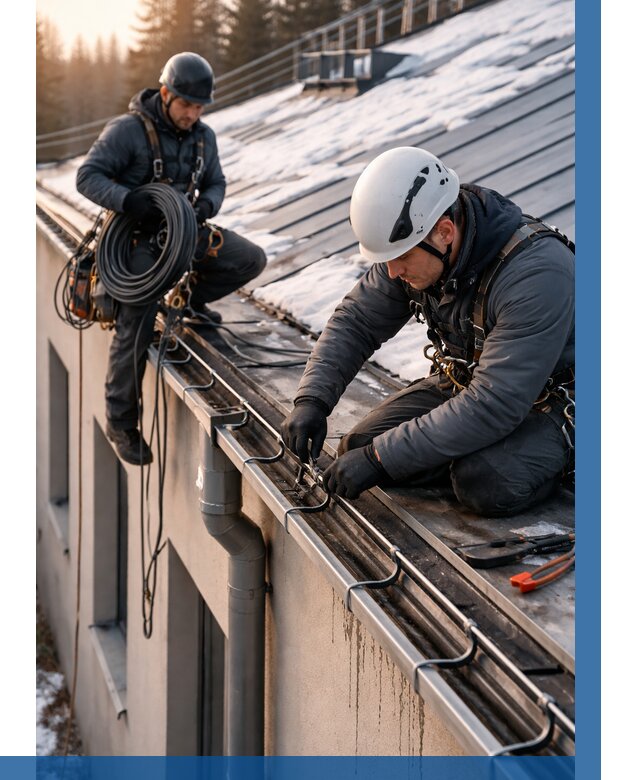 Монтаж греющего кабеля на кровле в Дагестанских Огнях от 465 р. | ВЫСОТНИК-Дгс